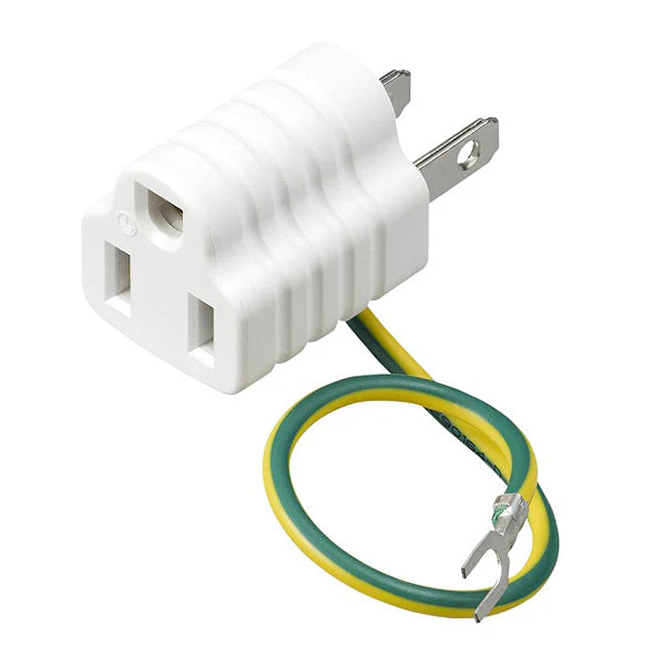 変換アダプタ 3p→2p変換 電源変換アダプター アースコード付き 1個口 YAZAWA Y02FP100WH 355876 - Image 2