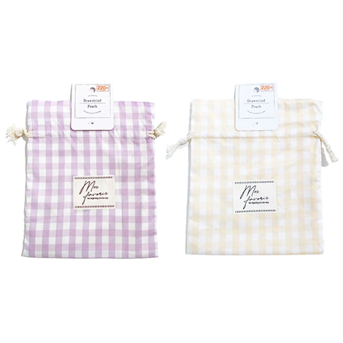 【OUTLET】巾着袋  きんちゃく袋  ギンガムチェック2 約20.6×25.3×1.4cm 364994