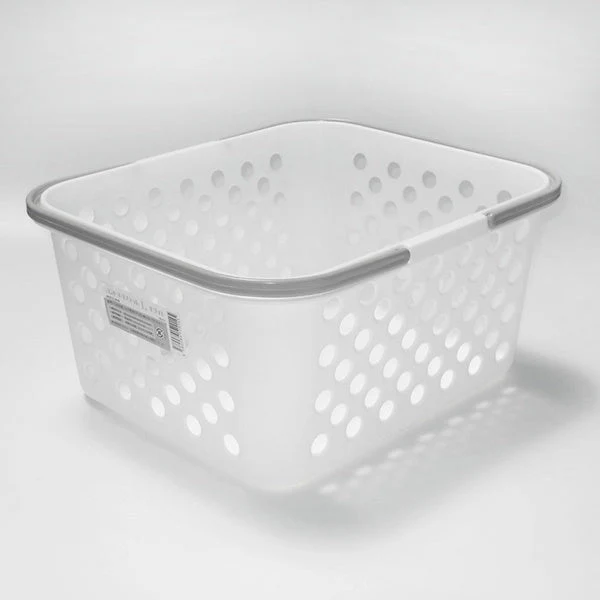 収納ボックス 収納ケース ストック収納 ハンドルバスケット L ホワイト 24×28.5×13.5cm 024219 - Image 2