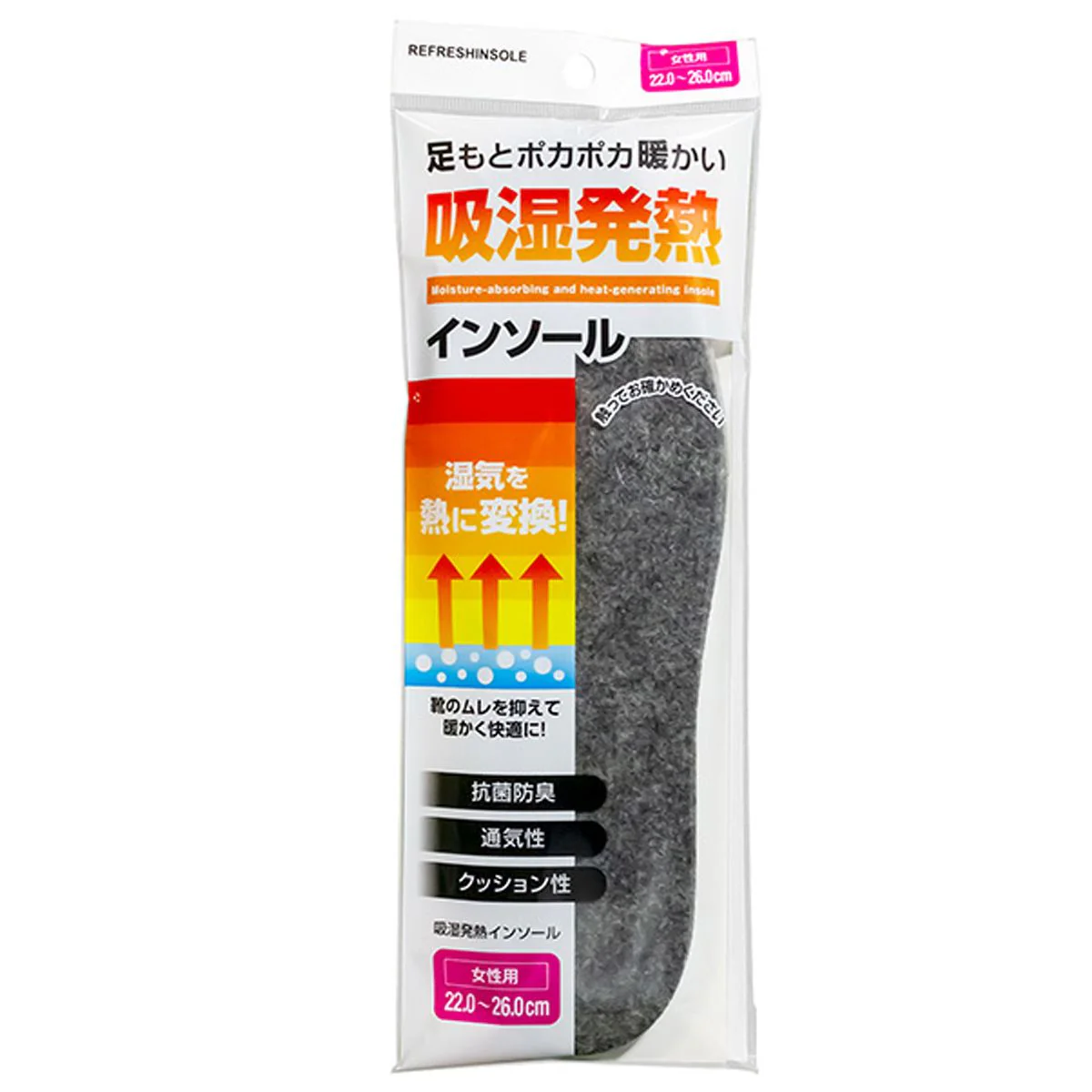 【在庫限り】中敷き吸湿発熱インソール 女性用 22.0?26.0cm対応 358383