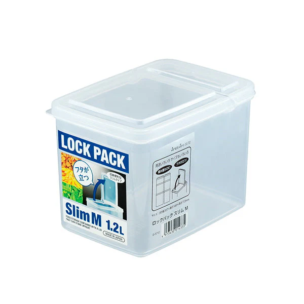 【在庫限り】食品保存容器 フードストッカー ストック容器 ロックパック スリム M 1200ml　097596