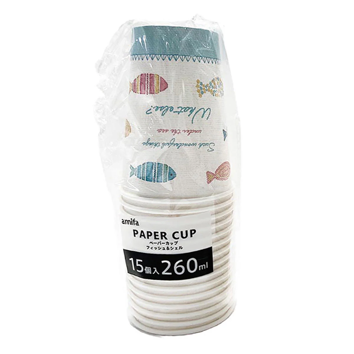 【OUTLET】ペーパーカップ 260ml 15P フィッシュ&シェル 325999 - Image 2