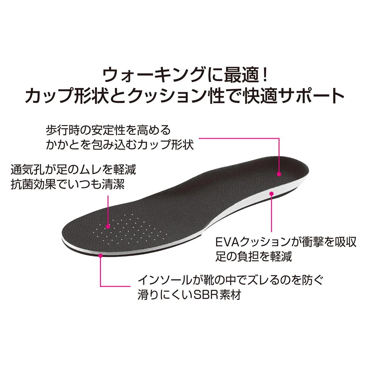 【OUTLET】ウォーキングカップインソール　22?26cm 327921 - Image 3