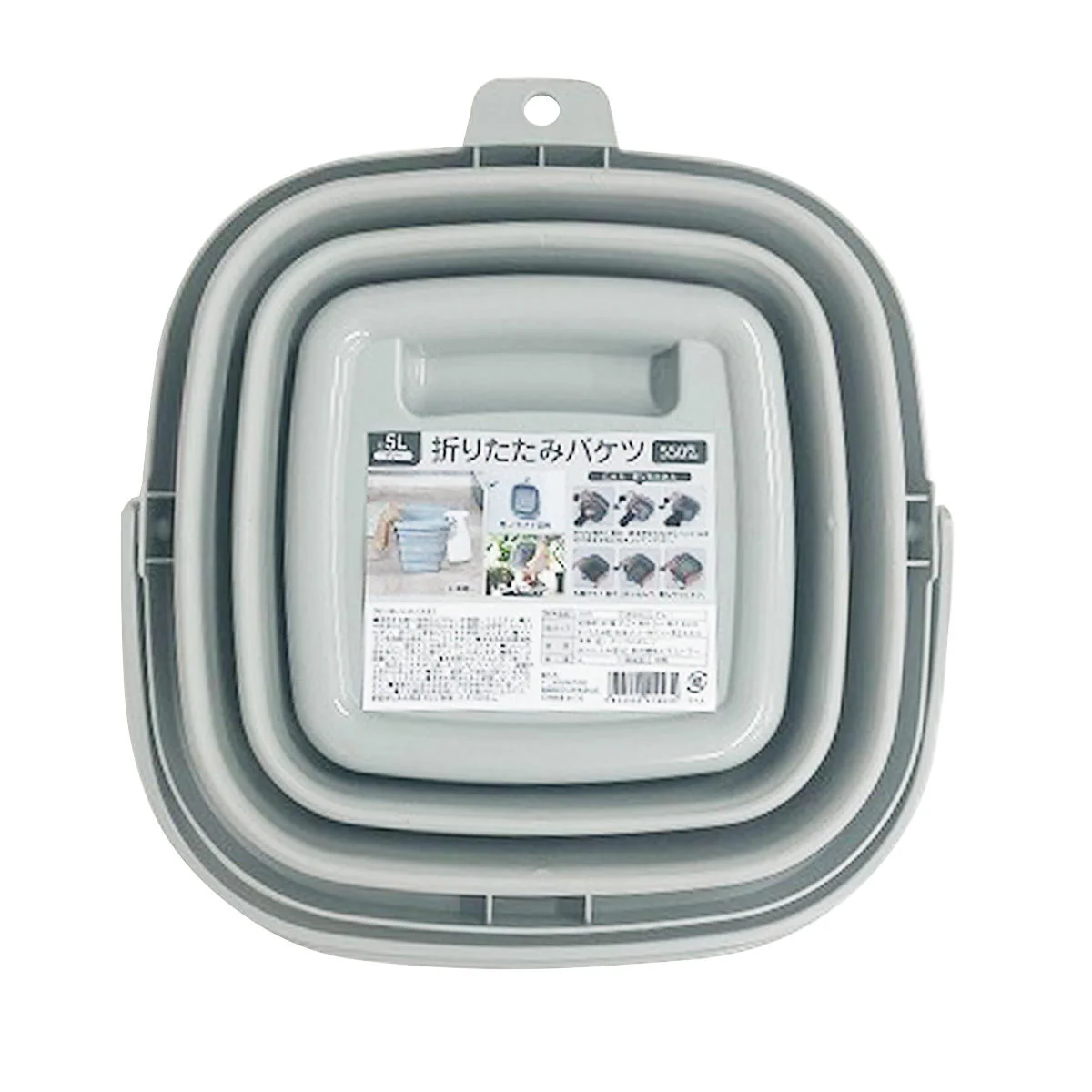 折りたたみバケツ 5L グレー 315034