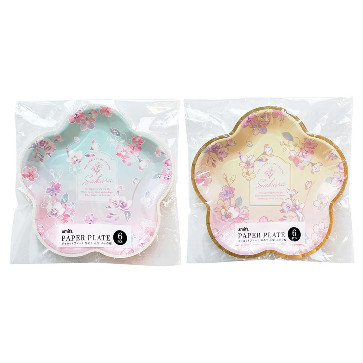 【在庫限り】ダイカットプレート 6P 箔あり 花型 ふわり桜 309560