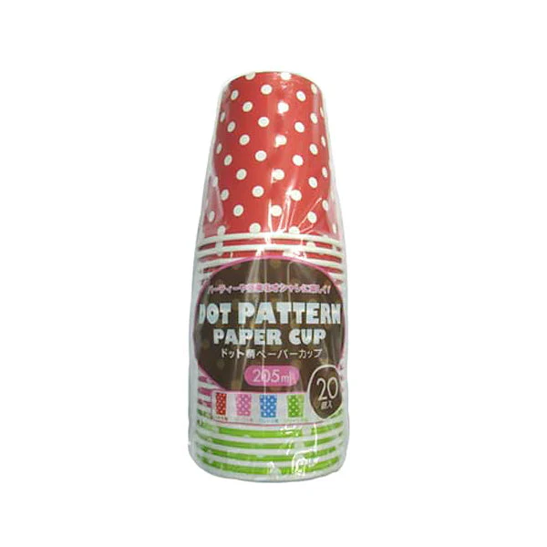 紙コップ ドット柄ペーパーカップ205ml 20個入 032606