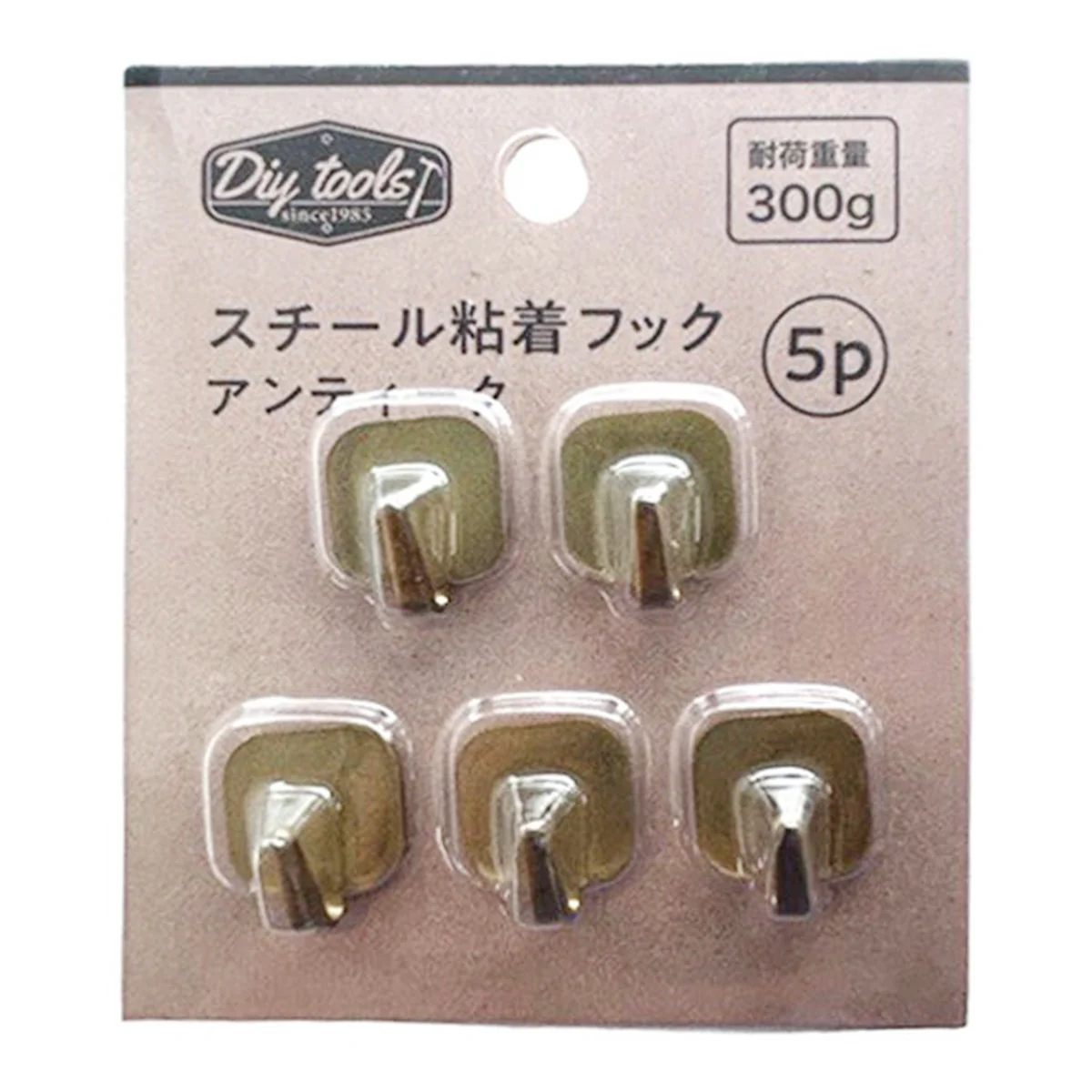スチール粘着フック 四角 アンティーク 5P NF-1 076745
