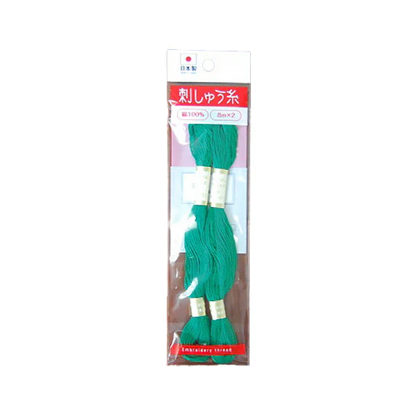 【OUTLET】刺繍糸 刺しゅう糸 ししゅう 国産綿100% 8m×2本 グリーン 緑 335636